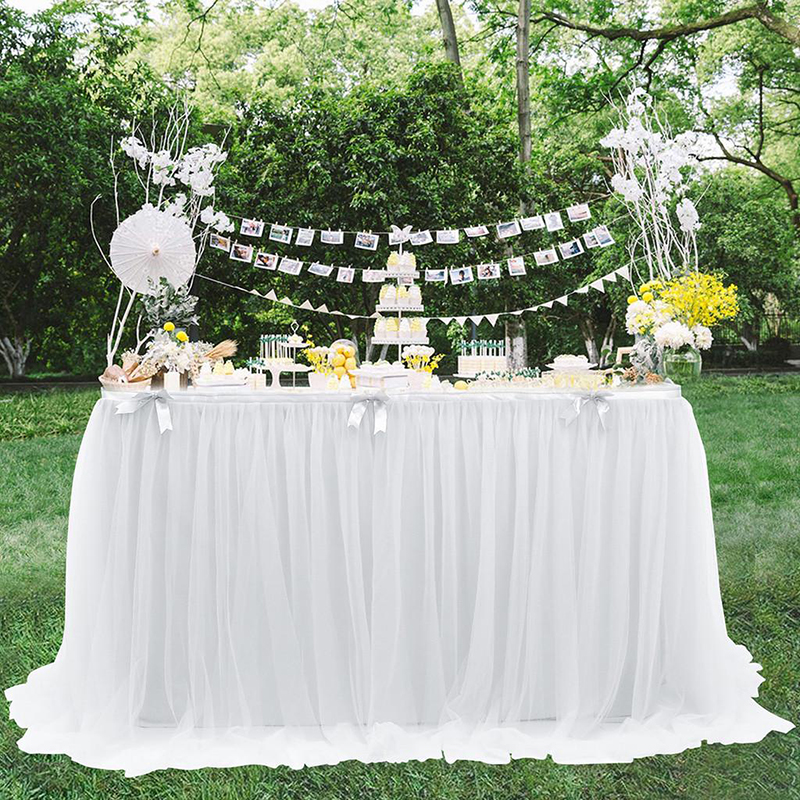 Table Skirt Wedding Party Tulle Tutu Tableware Clothr Birthday Banquet Party Wedding Table Skirt Party Home Decor: White