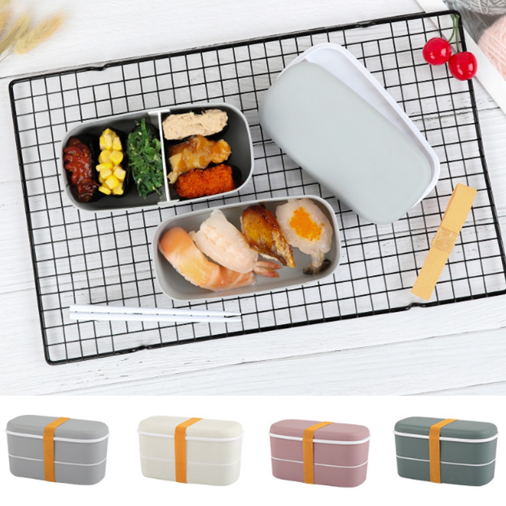 Microwavable 2Layer Lunch Box With Compartments Leakproof Bento Box Insulated Food Container With Chopsticks