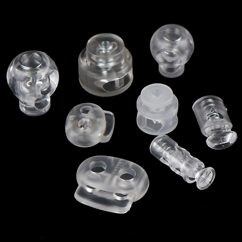 Plastic Cord Locks Stopper Cord Ends Toggles Clip Buckle Transparent Clear Frost Shoelace Sportswear DIY Bag Accessories 10pcs