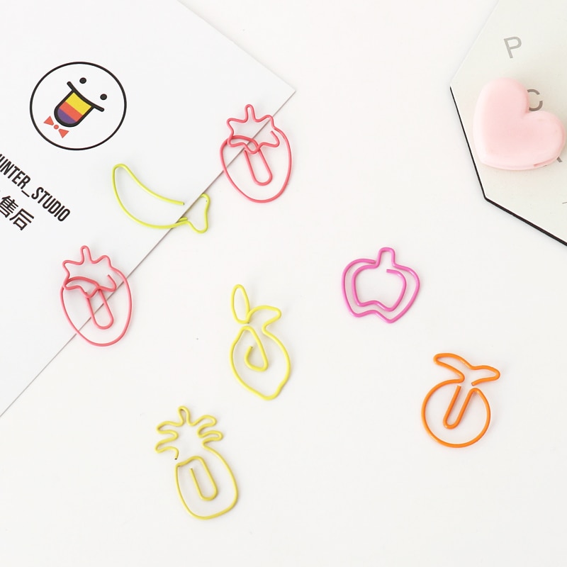 TUTU 30pcs/lot Kawaii fruit Shaped Metal Paper Clip Bookmark Stationery School Office Supply Escolar Papelaria H0341