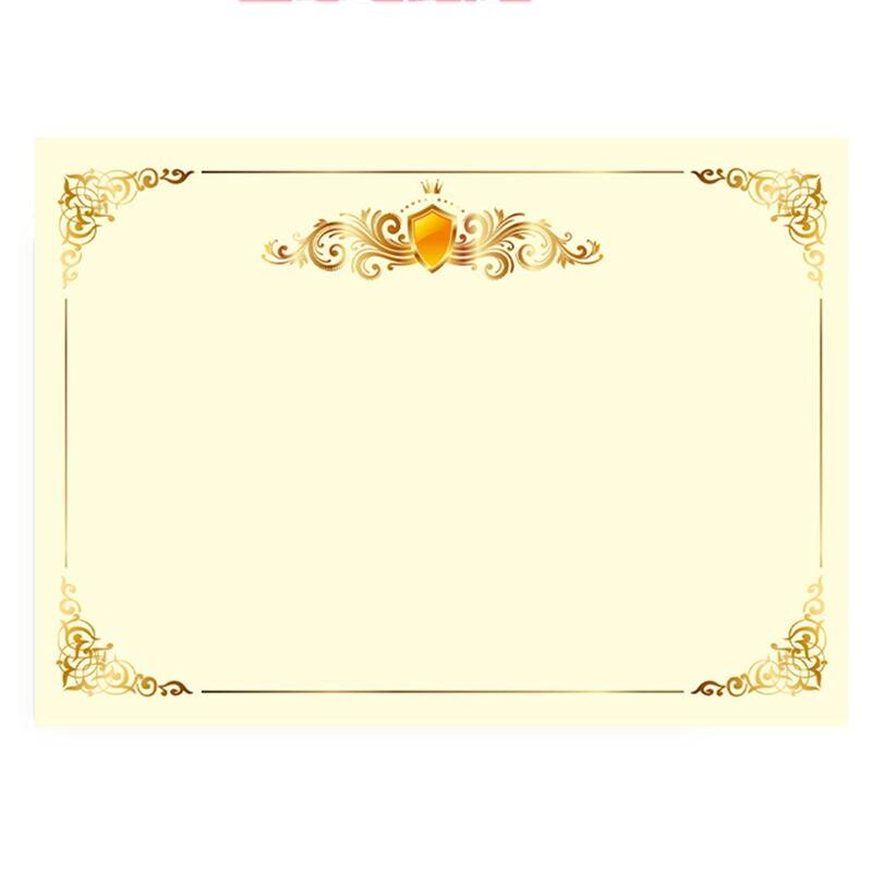 100 Pcs A4 21x29CM Blank Metallic Gold Border Certificate Paper