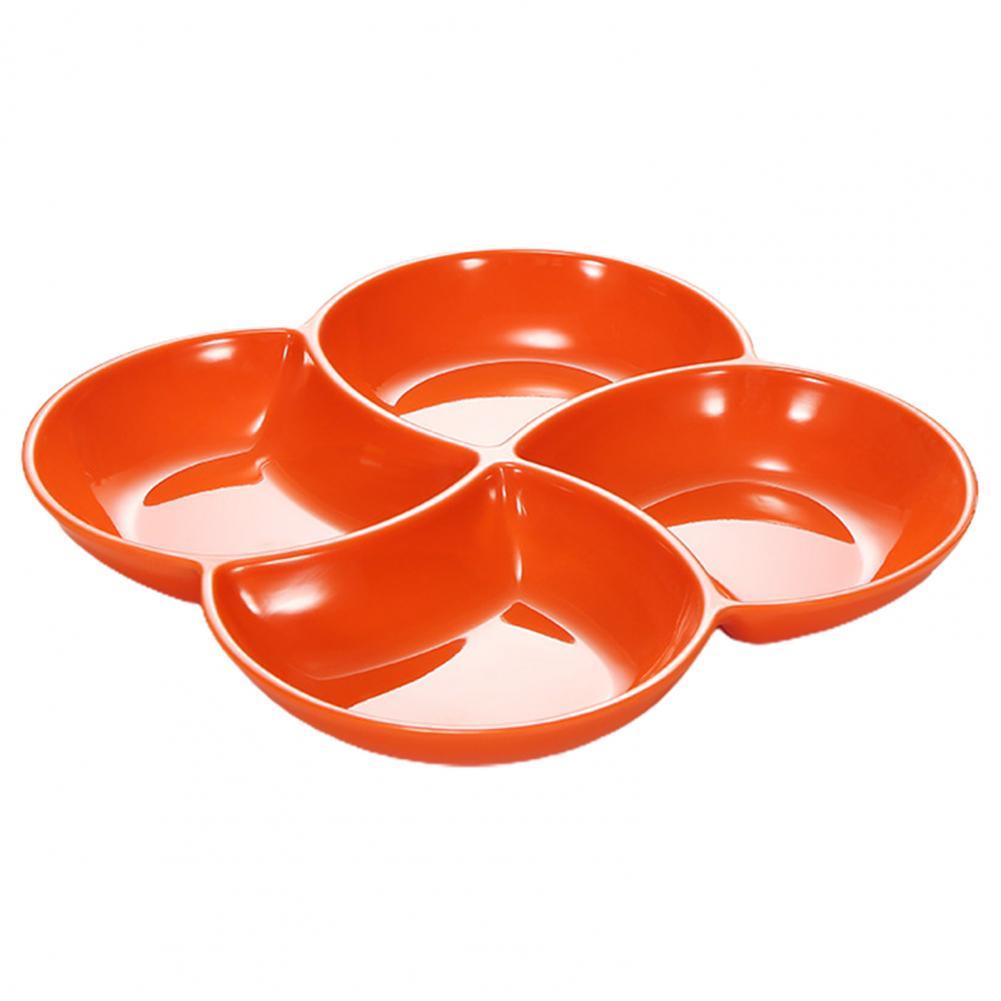 Smooth 4-Compartment Thick Divided Serving Platter for Bar: Orange