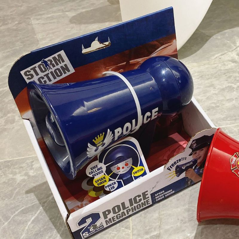 Megáfono para niños, accesorios de policía de imitación para niños, sirena de juguete de policía