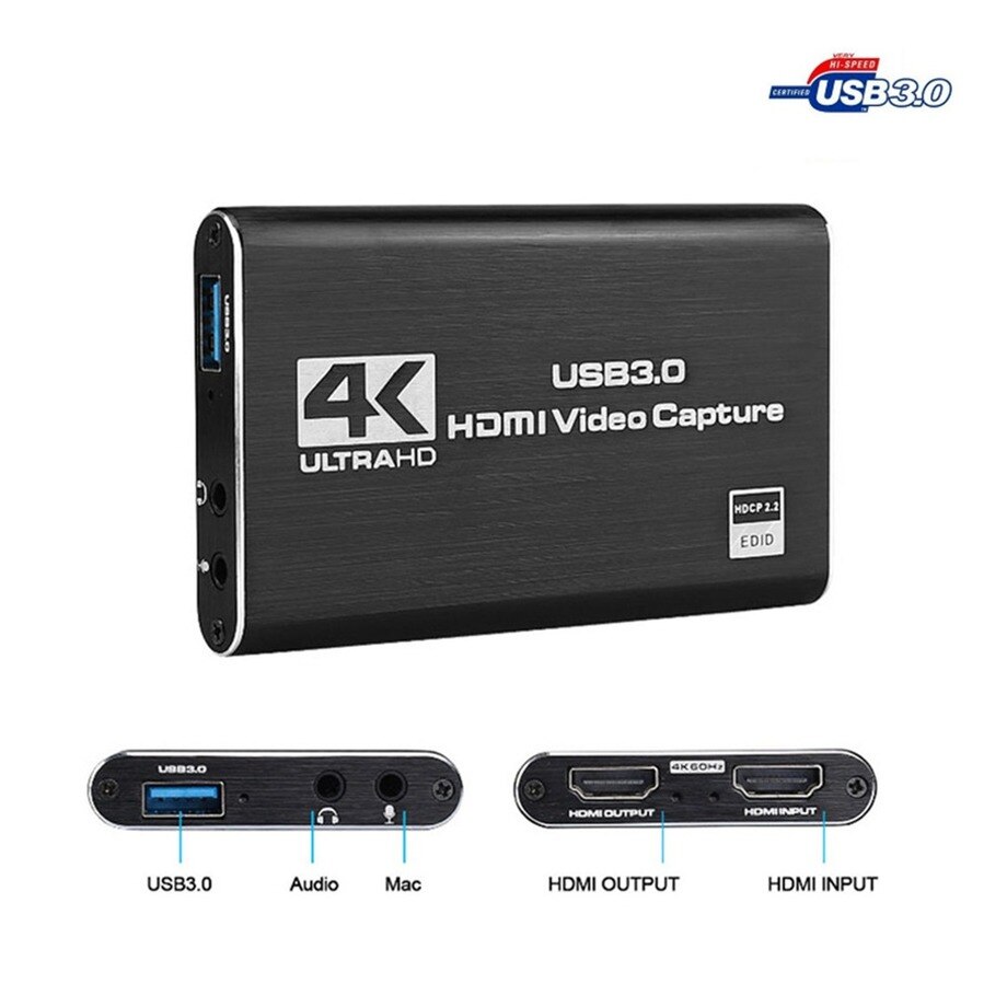 Pzzpss 4K Usb 3.0 Video Capture Card Hdmi-Compatibel 1080P 60fps Hd Video Recorder Grabber Voor Obs vastleggen Game Card Live