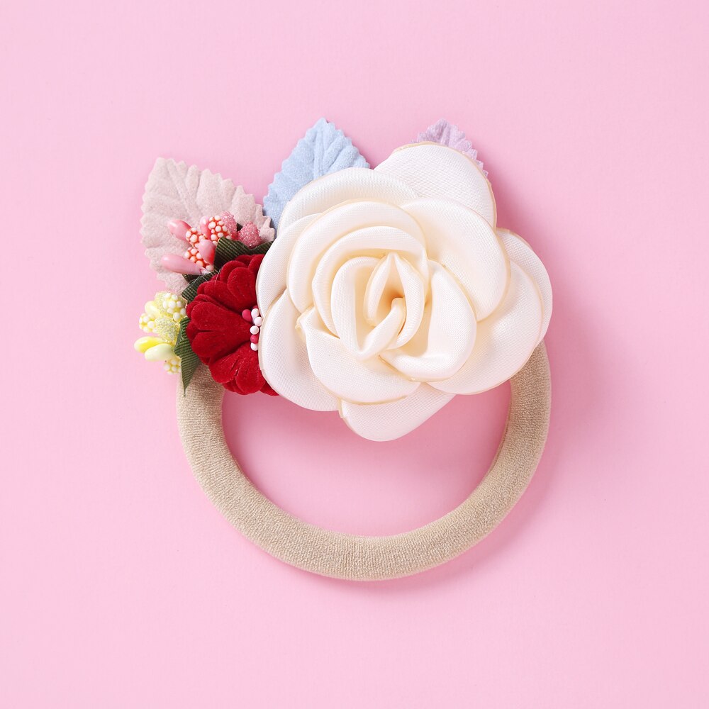 2020 moda flor do bebê menina acessórios de algodão rosa elástico faixas de cabelo adorável náilon headbands para crianças recém-nascidos laços de cabelo: A6NSFB-9858-1