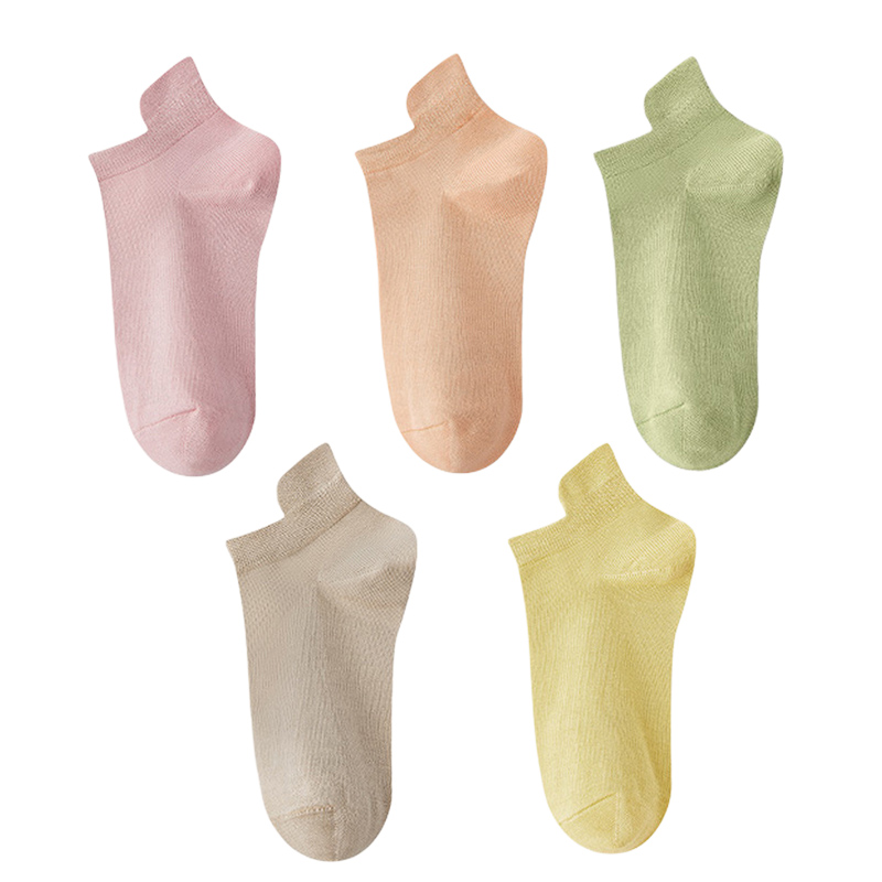 10pieces=5 Pairs Women Socks Casual Breathable Ankle Sock Summer Low Cut Cotton Thin Short Elastic Sox calcetines: Mint