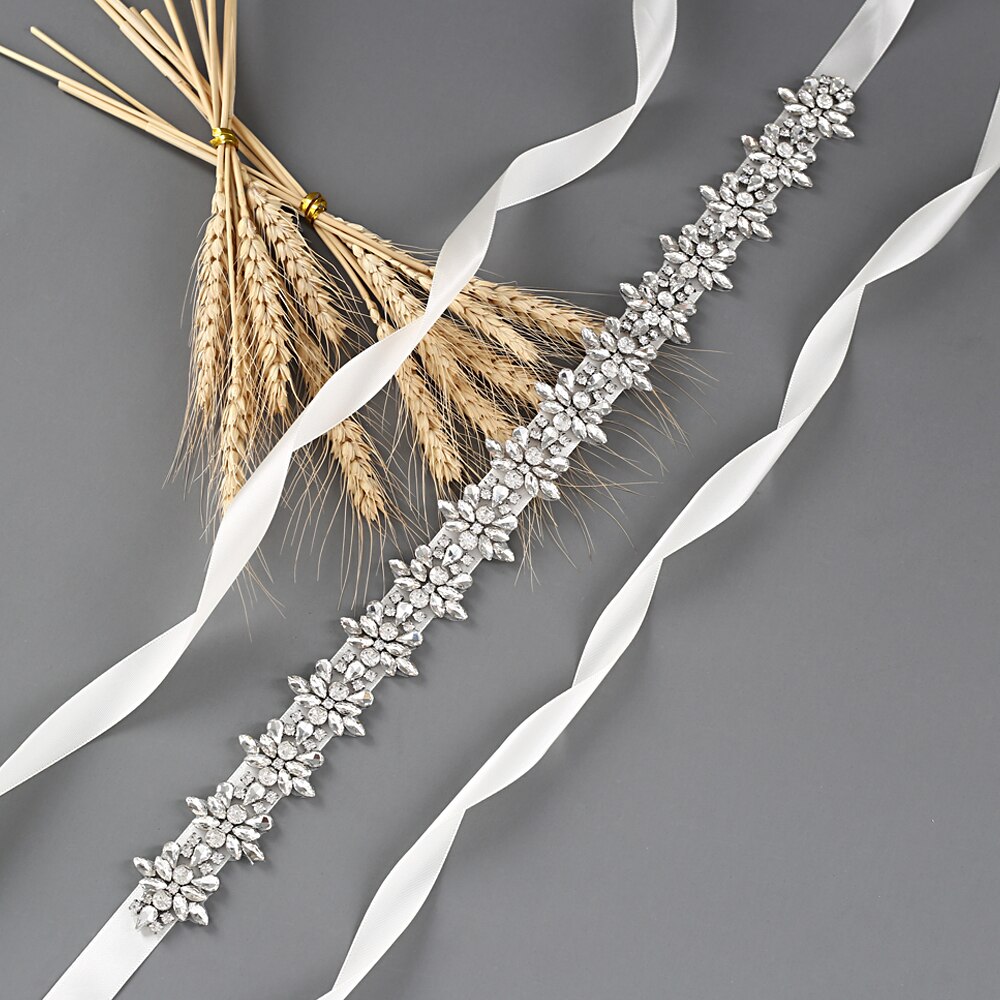 Trixy S269-S Bruiloft Riemen Zilveren Diamanten Riem Verbazingwekkende Crystal Rhinestone Riem Glanzend Bruids Riem Bruiloft Sjerpen Jeweled Riem
