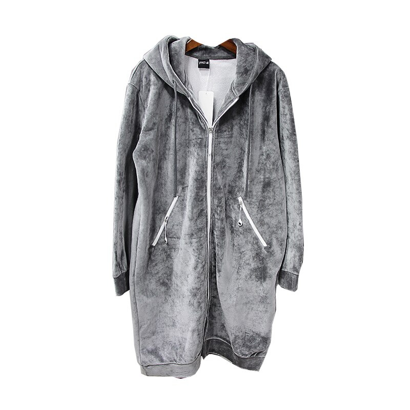 Nowe jesienne jedwabne aksamitne bluzy damskie zwykły płaszcze z kapturem dama zima długie modne czarne szare kurtki znosić ubrania damskie