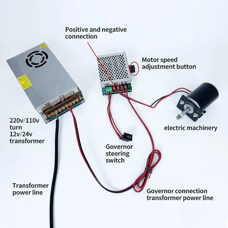 Dc-motor med høyt dreiemoment, 12v/24v permanentmagnetmotorer, gjør-det-selv-generatormotor, 30w cw/ccw, 3500/7000 o/min med montert hastighetsregulator