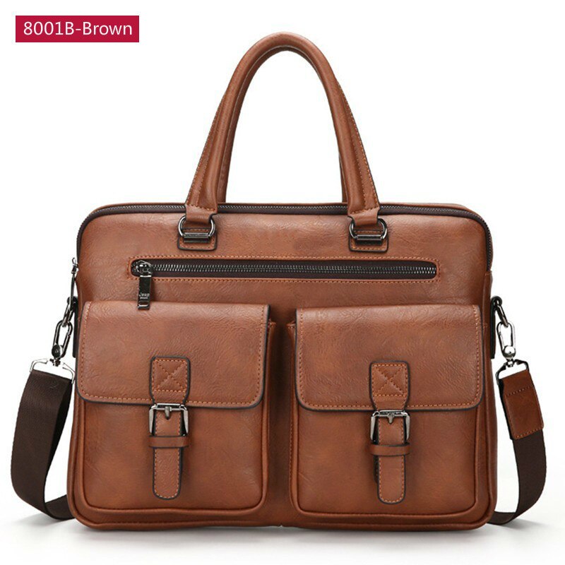 OYIXINGER cartelle da uomo borsa da uomo in pelle da lavoro borsa a tracolla a due tasche borsa a mano morbida borse per Laptop Bolso Bandolera Hombre: 8001B-Brown