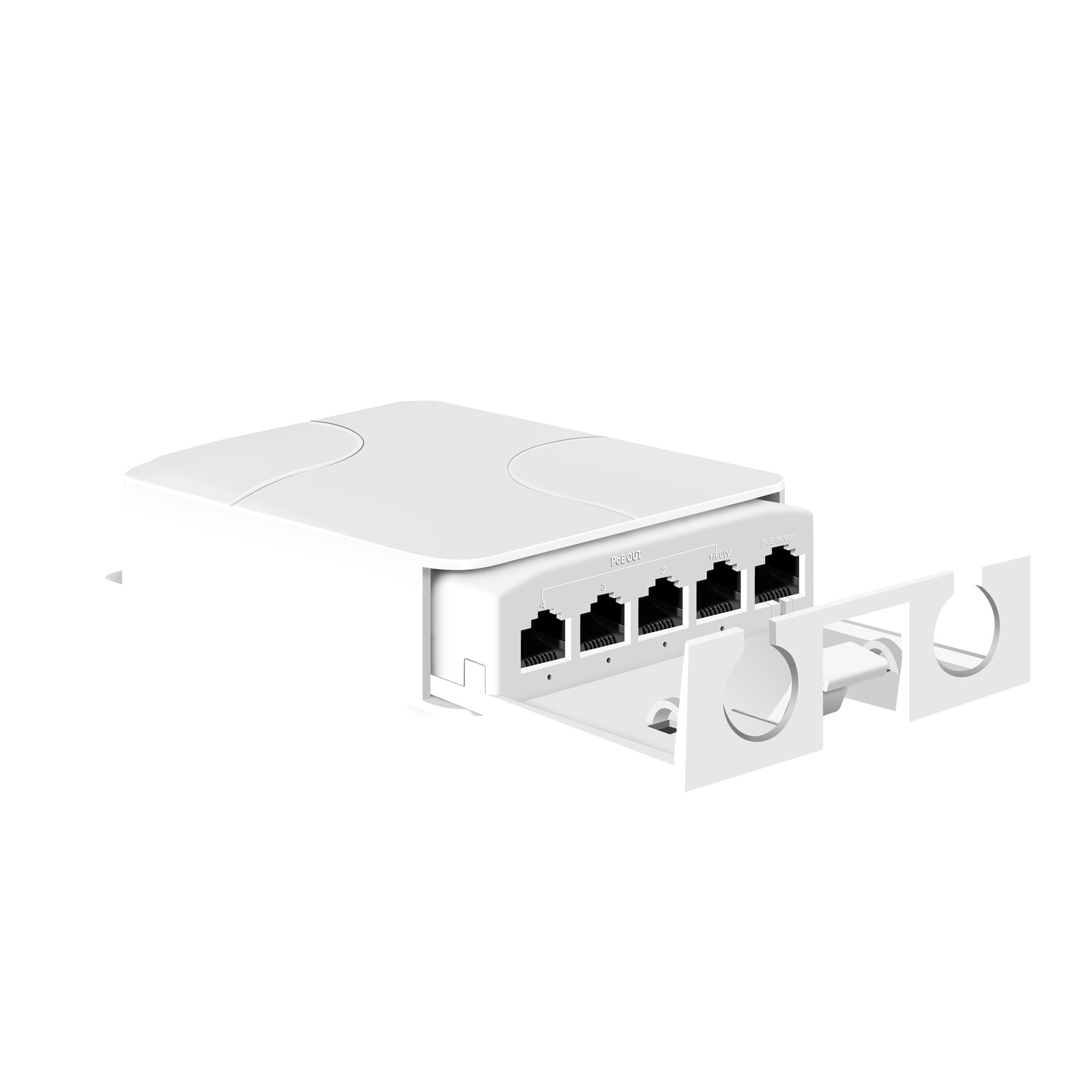 Estensore POE a 5 porte Ripetitore a 4 porte 100/1000Mbps Switch di rete impermeabile IP55 esterno VLAN 44-57V per telecamera POE Wierless AP: BIANCO
