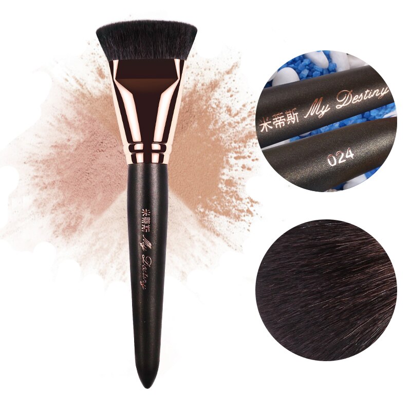 Mydestiny make-up kwast met platte basis, foundation- en bronzingkwast, cosmetische tools van geitenhaar, make-up tools 024