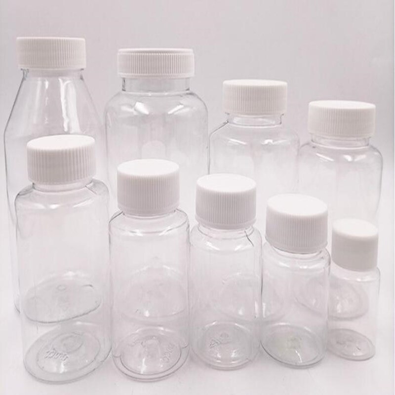 Plastic transparent bottle with cover food grade wide mouth 15ml-500ml, round sealed empty bottle