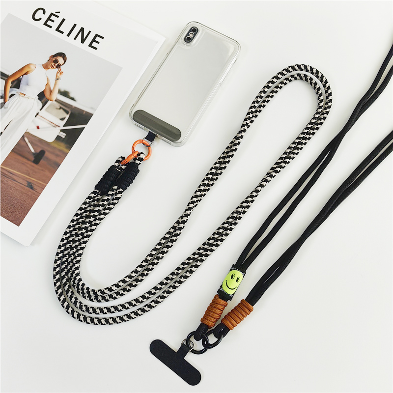 120cm Double Rope Mobile Phone Lanyard Crossbody Phone Straps Neck Clip Cord Rope Twisted Backable Outdoor Anti-loss Phone Chain