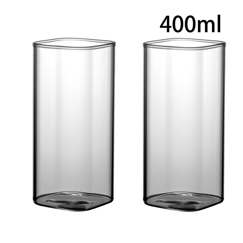 Verre fin carré nordique 250-500ml, style nordique, verres transparents, boisson froide, jus de Cola, café, lait, tasse, fournitures de cuisine de Restaurant: 2pc 400ml