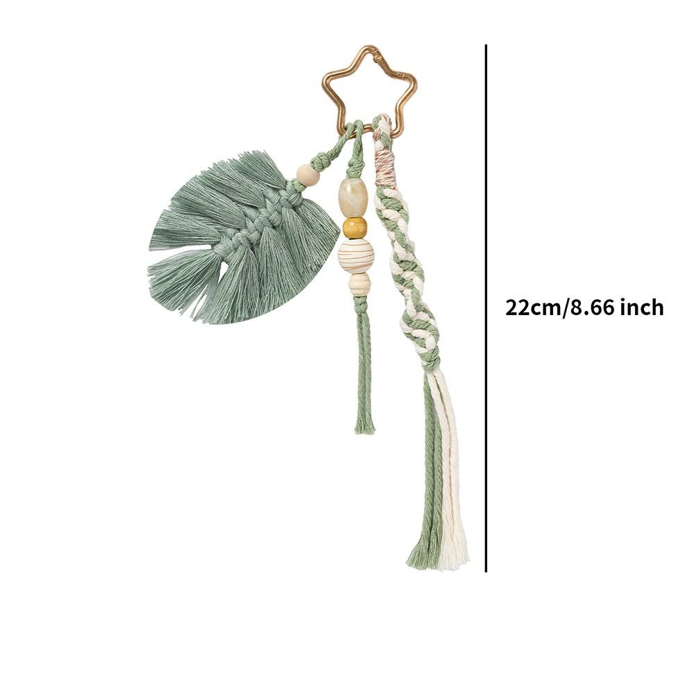 Chaveiro Artesanal de Moda, Estilo Campestre, Trançado com Borla e Flor, Pingente para Bolsa de Presente e Chaves de Carro