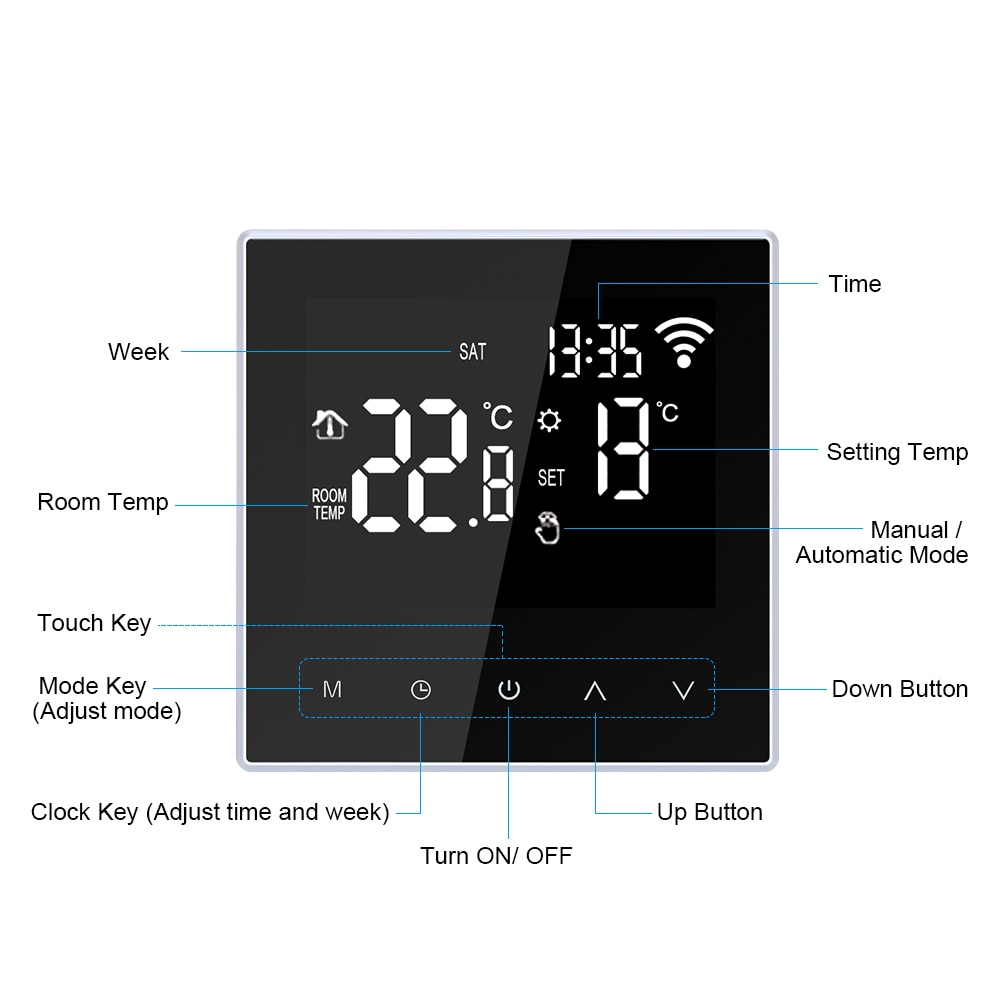 Wifi home smart termostat temperaturregulator gulvvarme gulv app kontrol programmerbar wifi termostat