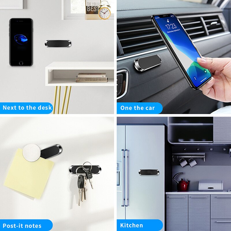 Magnetische Auto Telefoon Houder Dashboard Mini Strip Shape Stand Voor IPhone12 Samsung Xiaomi Muur Metalen Magneet Gps Auto Mount Universele