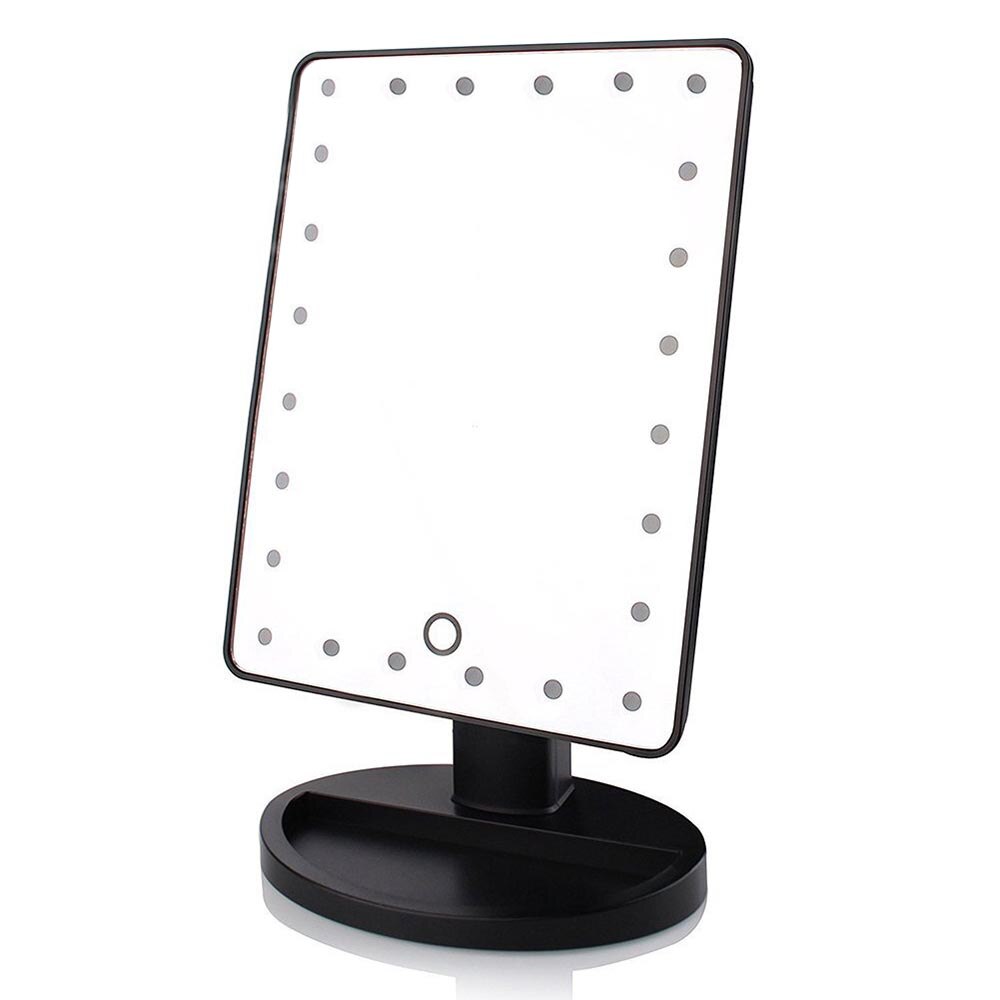 Donwei Led Touch Screen 24 Licht Make-Up Spiegel Tafel Desktop Make Spiegels Vanity Licht Gezondheid Beauty Led Spiegel Batterij: black