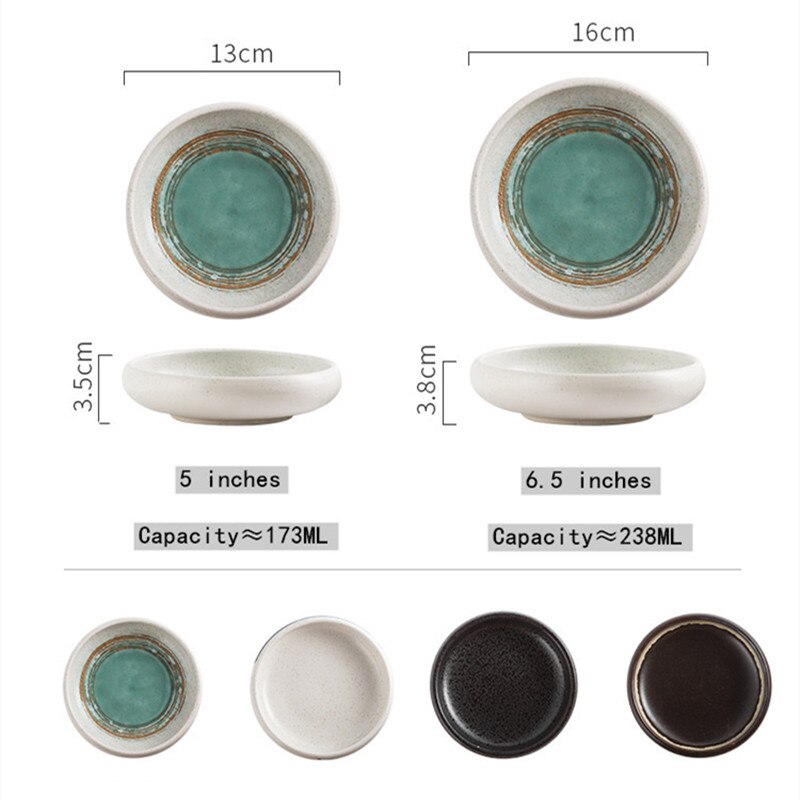 Plato de cerámica para ensalada, platos para comida, platos para servir aperitivos, platillos, vajilla de estilo japonés, encurtidos, salsas, vinagre, plato pequeño