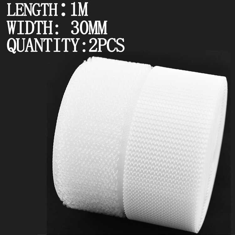 1Meter/Pairs Strong Self adhesive Hook and Loop Fastener Tape nylon sticker velcros adhesive with Glue for DIY 30mm: white 2pcs