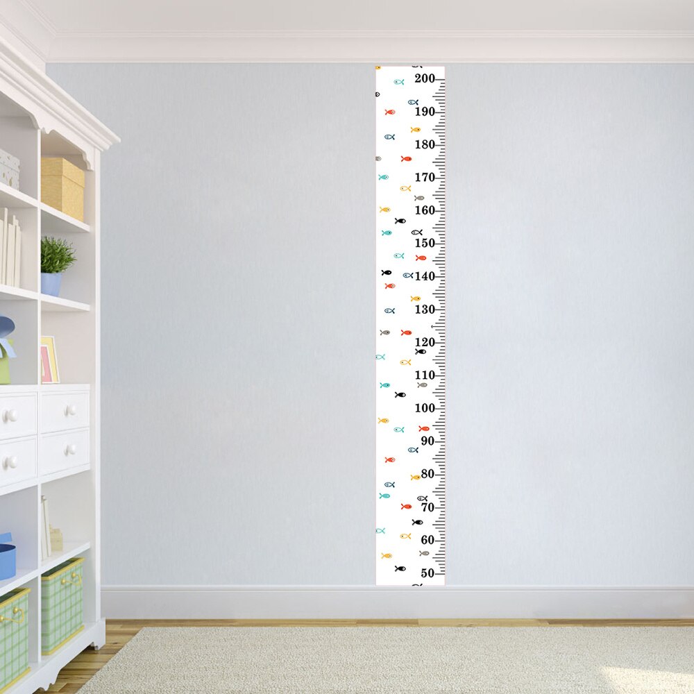 Wall Ruler Growth Chart Height Growth Chart Wood and Canvas Baby Growth Chart for Nurseries Bedrooms Wall Decor (Small Fishes)