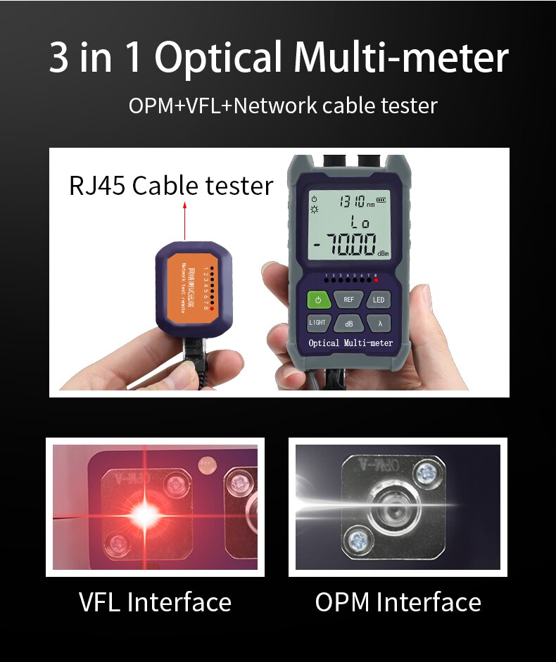 Mini 4 in 1 Optical Power Meter Visual Fault Locator Network Cable Test optical fiber tester 5km 15km 30KMVFL