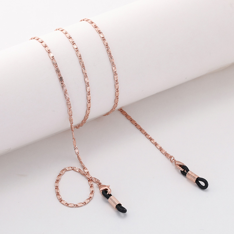 Dawapara lanyard til briller snor briller tilbehør metal prægning solbriller kæde hals snor stropholder rosa guld: Kc guld  -2