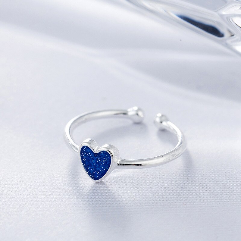 Persoonlijkheid Gothic Vintage Blauw Liefde Hart Ringen Voor Vrouwen Bridal Wedding Engagement Punk Verstelbare Antieke Ringen Rock Sieraden