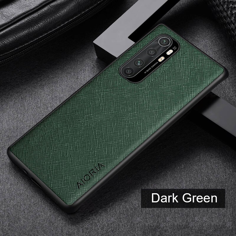 ケースxiaomiマイル 10 liteのケースtpu周りエッジ保護パーフェクト高品質puレザー + シリコンケースフィットケース: Dark Green