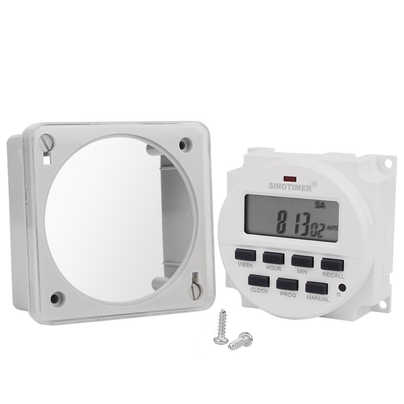12/24 Formaat 12 v DC Tijdschakelaar 7 Dagen 24hr Programmeerbare Tijdrelais Klok Controller Panel Gemonteerd met Countdown OFF functie: with Enclosure