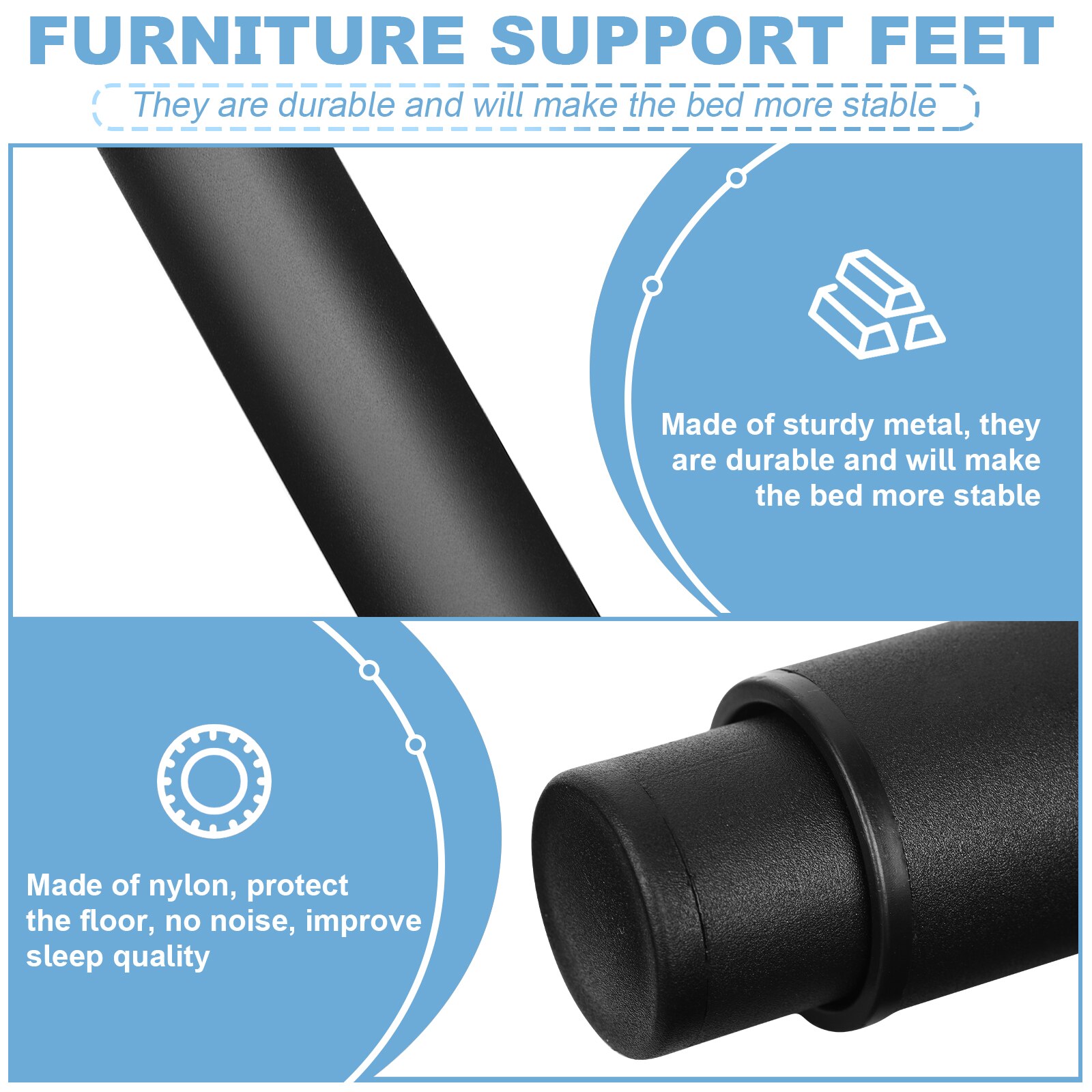 Adjustable Bed Legs Heavy Duty Bed Center Frame Slatted Retractable Support Legs Metal Furniture Support Feet Replacement Parts