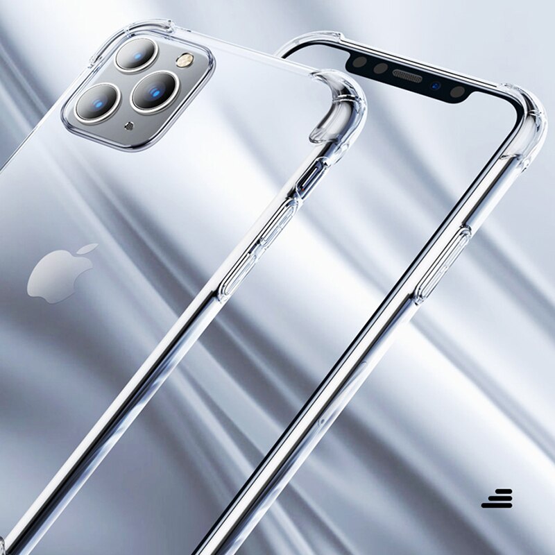 Luxus Transparent Stoßfest Silikon Fall Für iPhone 11 X Xr Xs Max Fall 12 11 Pro Max 8 7 6s Plus SE Fall Silikon Zurück Abdeckung
