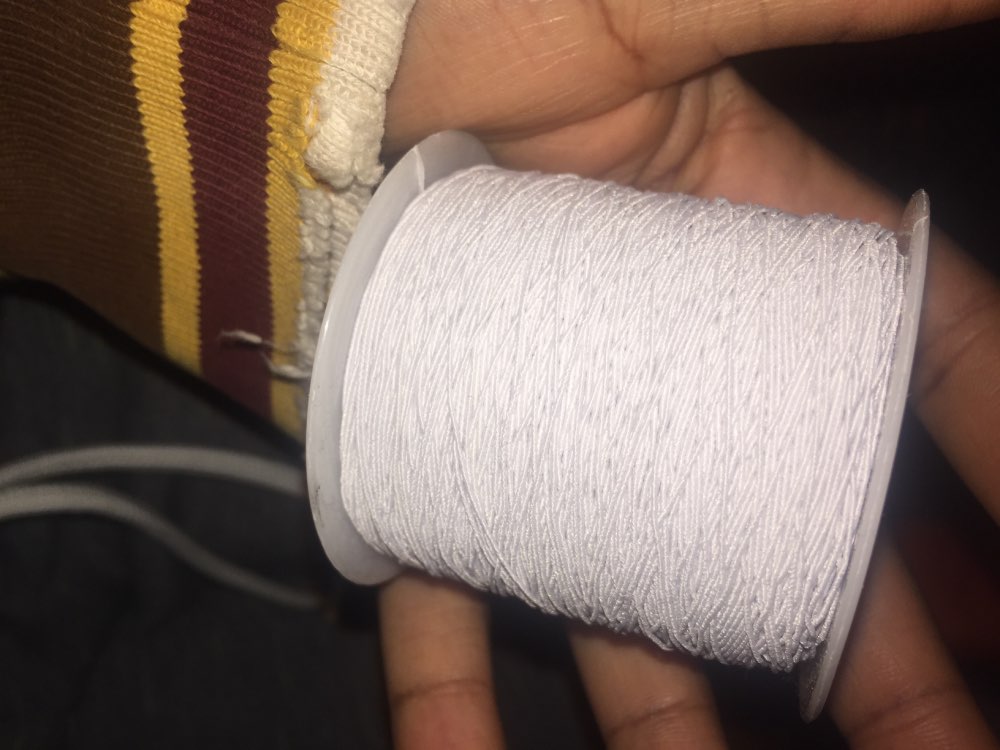 Prajna White Black Elastic Thread Polyester Thread Round Elastic Cord Thread Industry Fabric Supplier Accessory 200 Meters/Roll