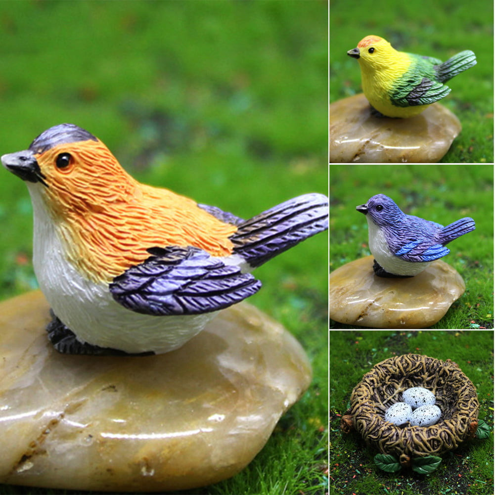 Simulation bird,bird's nest Resin Craft Ornament,cute animal diy sculpture tree decor,gardening bonsai decoration