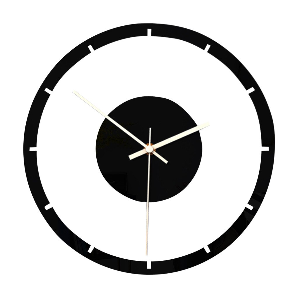 Reloj de pared de estilo nórdico, silencioso, acrílico, transparente, Retro, de hierro, cara redonda, decoración grande para exteriores, color negro: A