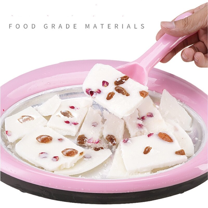 Household Mini Rolled Ice Cream Maker with 2 Spatulas Ice Tray Fried Yogurt Machine Instant Ice Cream Maker Pan Round
