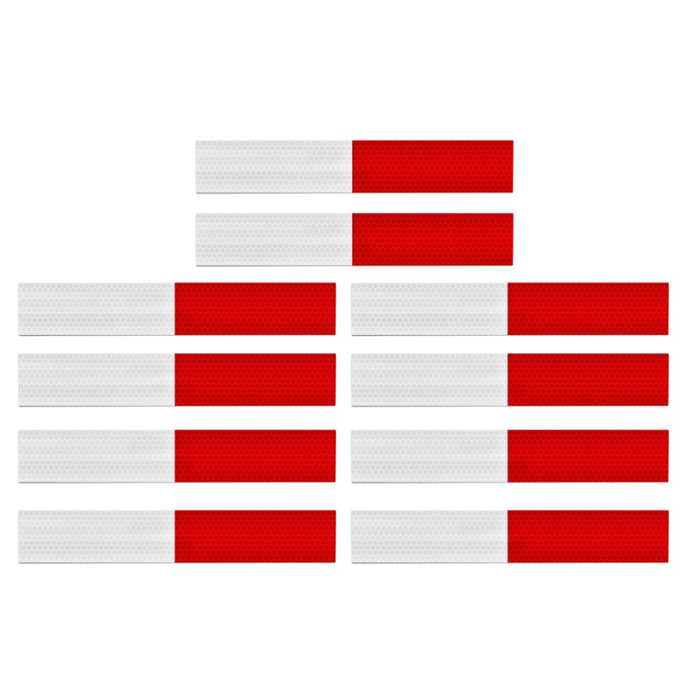 10pcs Truck Reflective Mark Sticker White and Red Safety Warning Mark Car Styling Tape Sticker(White Red)