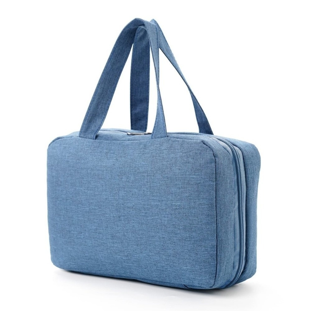 Sacs à cosmétiques suspendus de couleur unie, sac de rangement de toilette étanche de grande capacité, pochette de lavage séparée humide et sèche pour hommes: BLEU CIEL