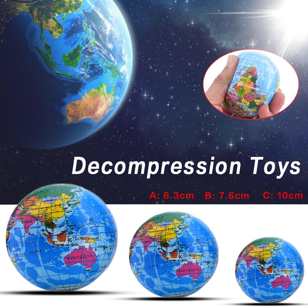 Palla Antistress - 6.3cm a 10cm - Mappa del Mondo - Schiuma PU - Giocattolo Decompressione