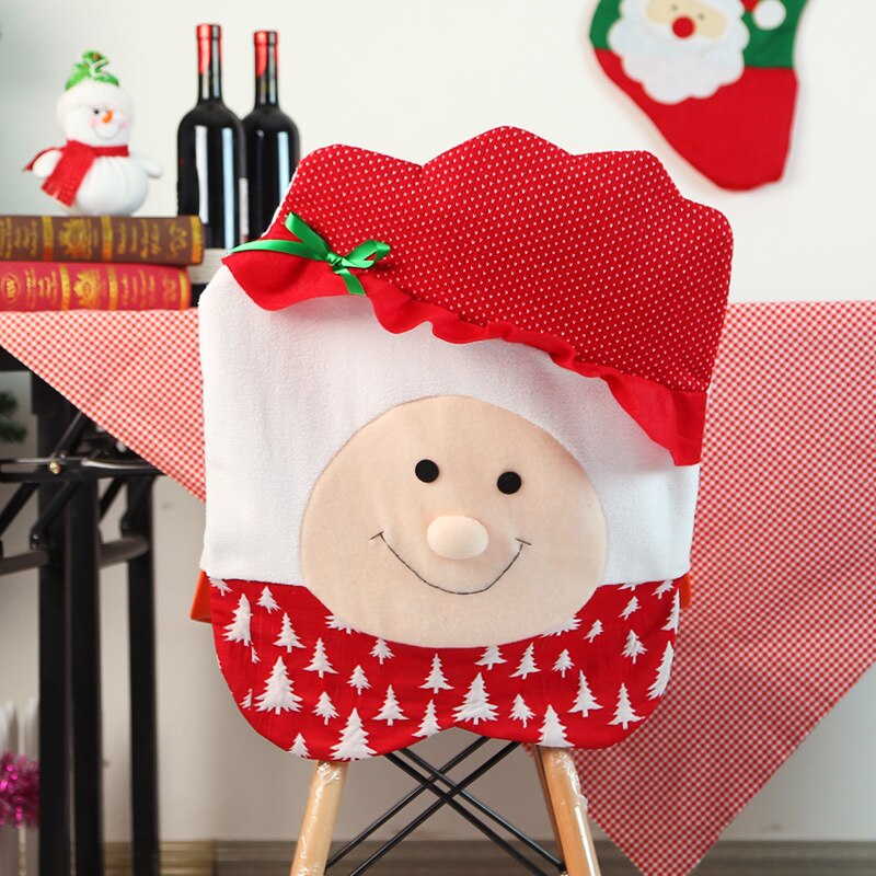 Kerstman Stoelen Cover Cap niet-geweven Paar Kerst Stoel Terug Covers Cap Diner Tafel Rode Hoed Stoelbekleding xmas Kerst