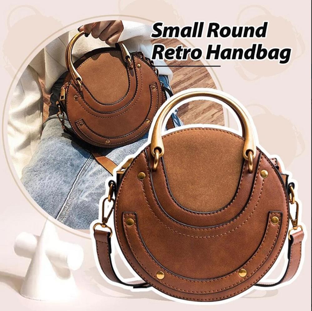 Frauen Kleine Runde Tasche Rund Peeling PU Leder Nähte Retro Handtaschen Schulter Geschlungen Handtaschen luxus frauen handtaschen # D