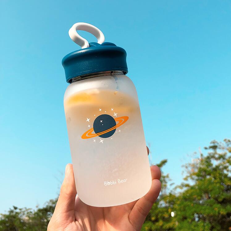 ZOUNICH Wasser Flasche Sport Protein Shaker Glas Flasche eins Nette Universum Ich bin Freien Reise Tragbare Dicht Trinken Flasche 450ml
