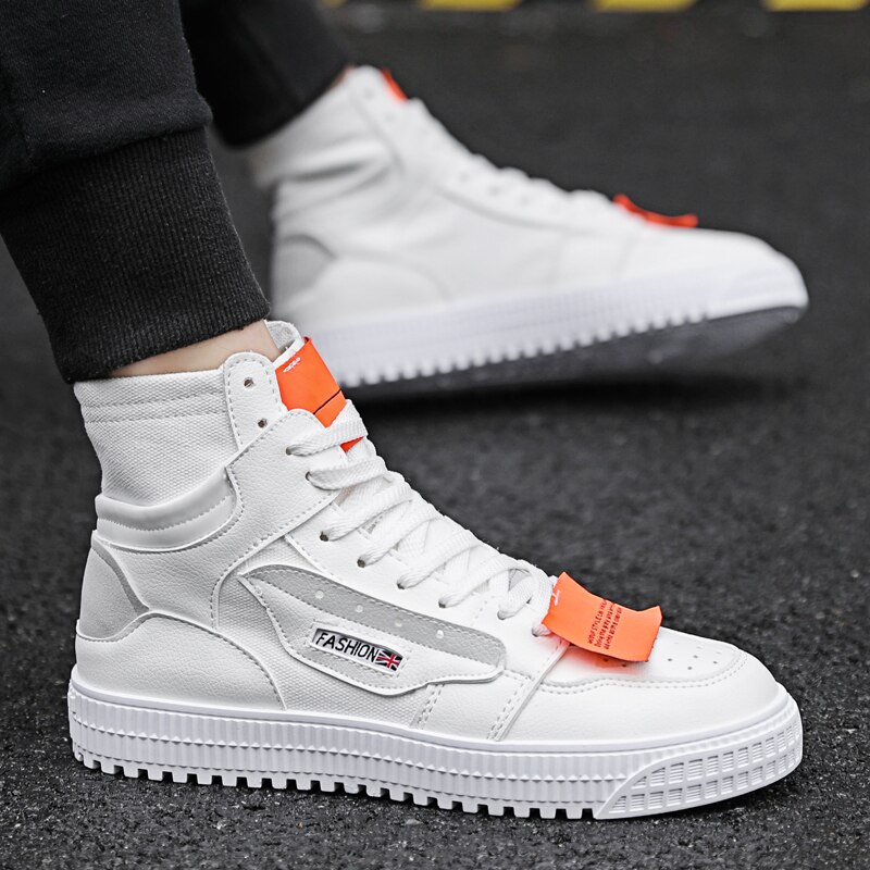 Aizhetu heren high-top canvas schoenen heren zomer lente herfst top sneakers hoge stijl effen kleuren heren witte schoenen
