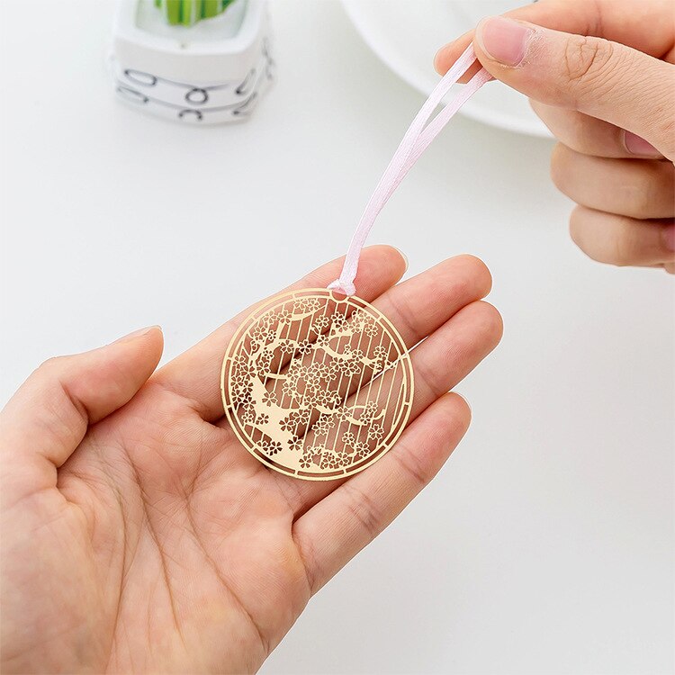 cute kawaii metal gold bookmarks vintage bookmarks hollow flower triangle round shape school office supplies stationery