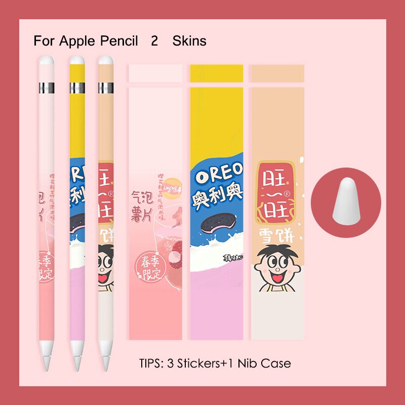 Para apple pencil 1 2 adesivos scratchproof bonito dos desenhos animados ultra fino adesivos touch stylus caneta adesivo não-deslizamento de papel protetor: For Pencil 2 - A15