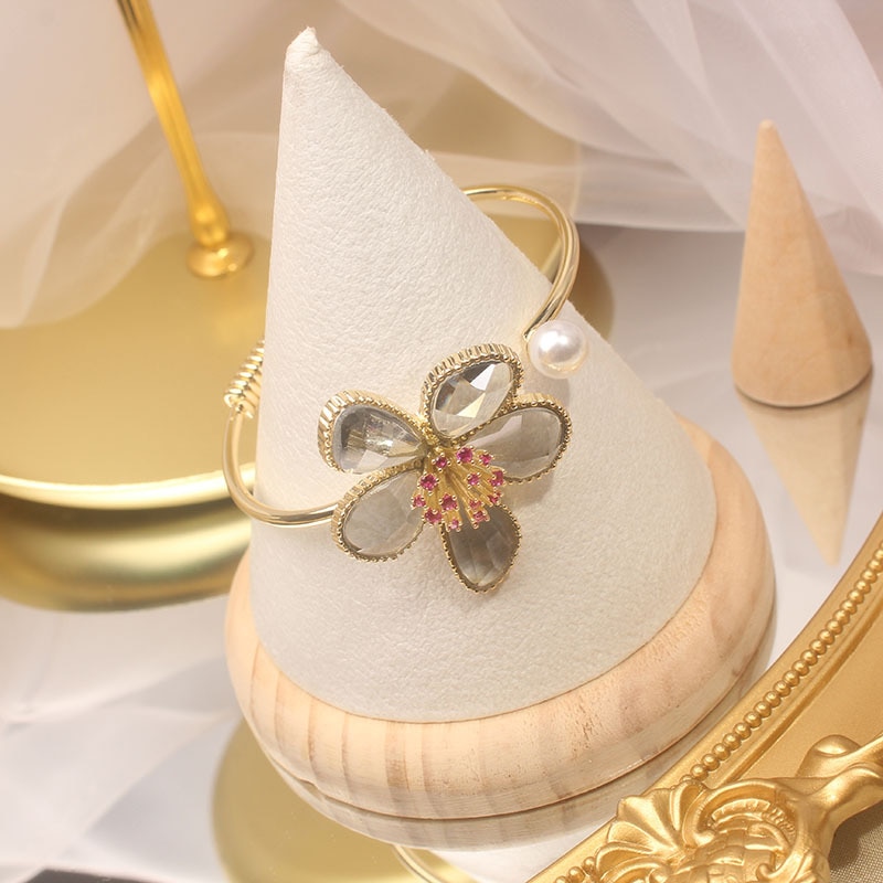 jewelry in Japan and South Korea exaggerated crystal flower opening golden bracelet