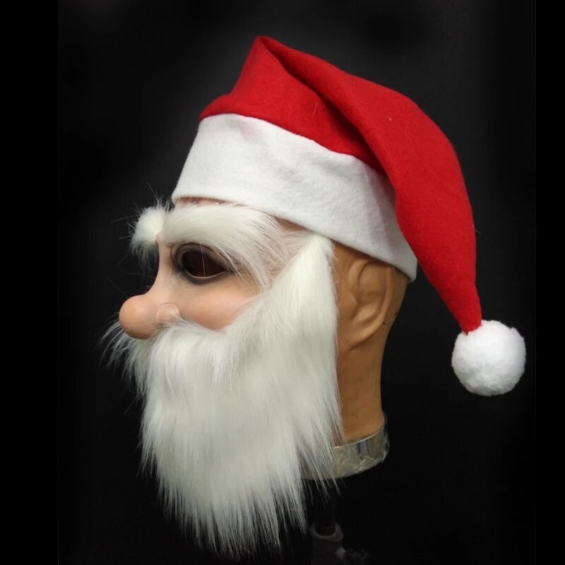 Santa Claus Cosplay Mask Adult Latex Christmas Costume Props Headgear With Hat