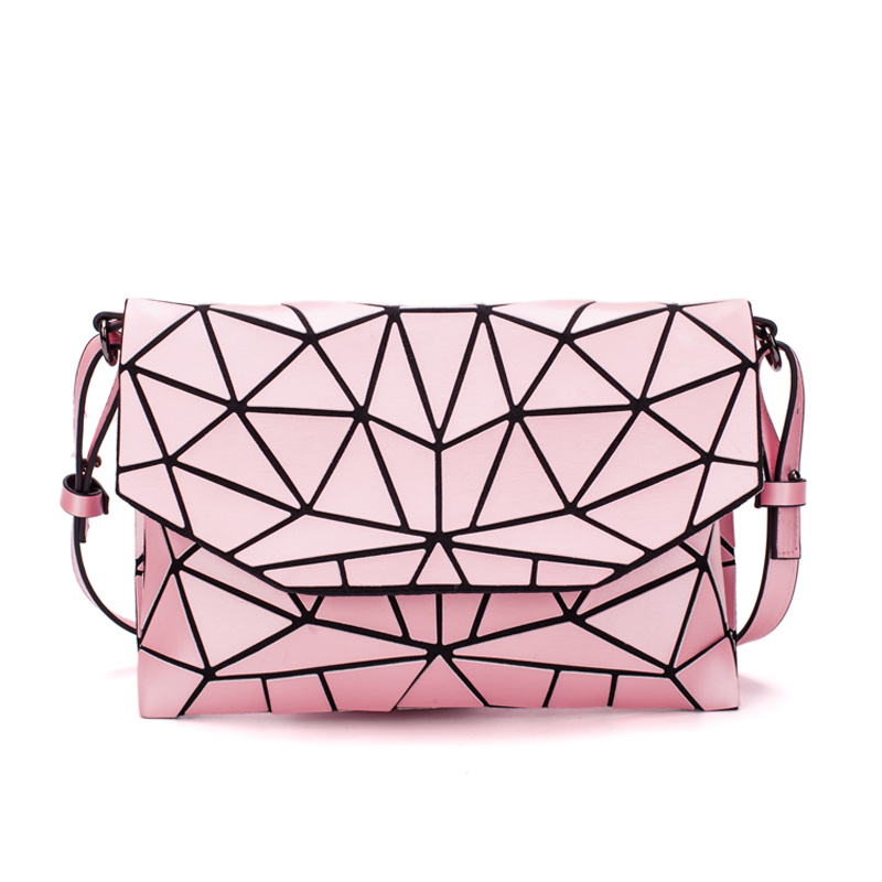 Matte Shoulder Bags Women Evening Party Bag Geometry Messenger Bag Clutch For Girls Casual Female Luminous Handbag: Pink