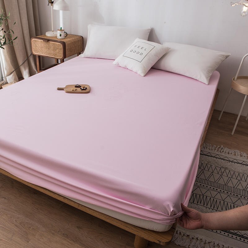 Wit Grijs Sprei Op Het Bed Dubbele Stof Matras Covers Elastische Hoeslaken Pad Protector Diepe Zak Bed Cover 180*200: Roze / 180x200x28cm